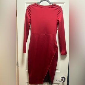SHEIN mid length, long sleeve red dress
